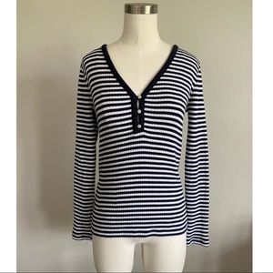 J.Crew Ribbed Henley in Navy Stripe